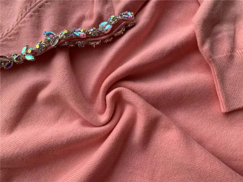 Goedkoop Vrouwen Trui Parel lekkende schouder Casual 2 Stuk Zweet Pak Diamant Schouder Gebreide Broek + Jumper Top Kostuum Kleding Set