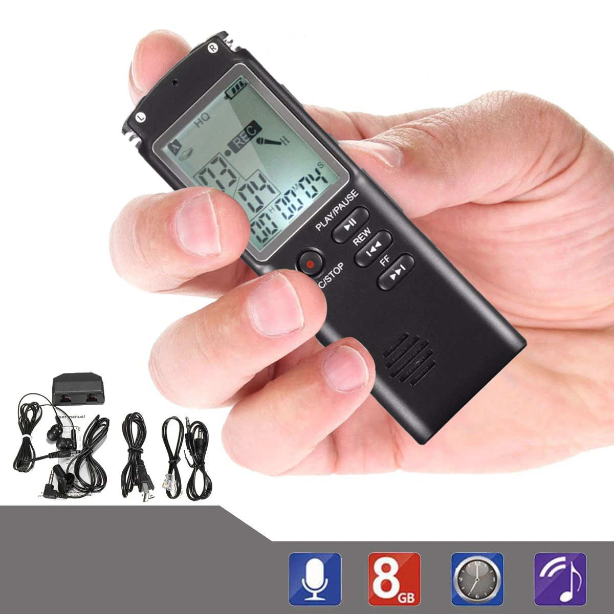 LEORY 8G Two-way Microphone Sound Recording Digital Voice Recorder Noise Reduction Professional Mp3 Player LEORY 8G Two-way Microphone Sound Recording Digital Voice Recorder Noise Reduction Professional Mp3 Player