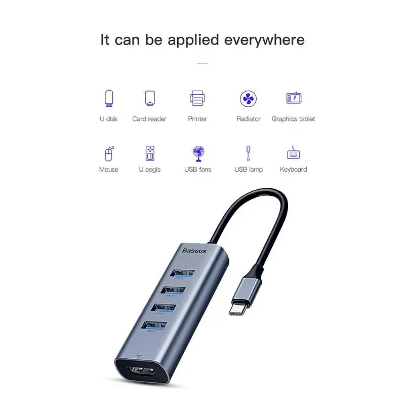 Usb-хаб Baseus type C-4 x USB 3,0+ 1x4 K HDMI адаптер конвертер USB C концентратор HDMI адаптер для MacBook huawei mate 20