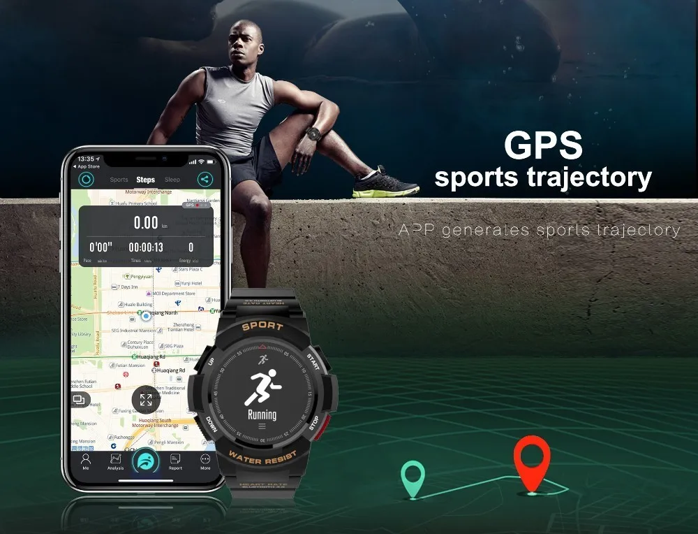  Smartwatch IP68 Waterproof Bluetooth 4.0 Dynamic Heart Rate Monitor F6 Smart watch For Android Appl - 32958728641