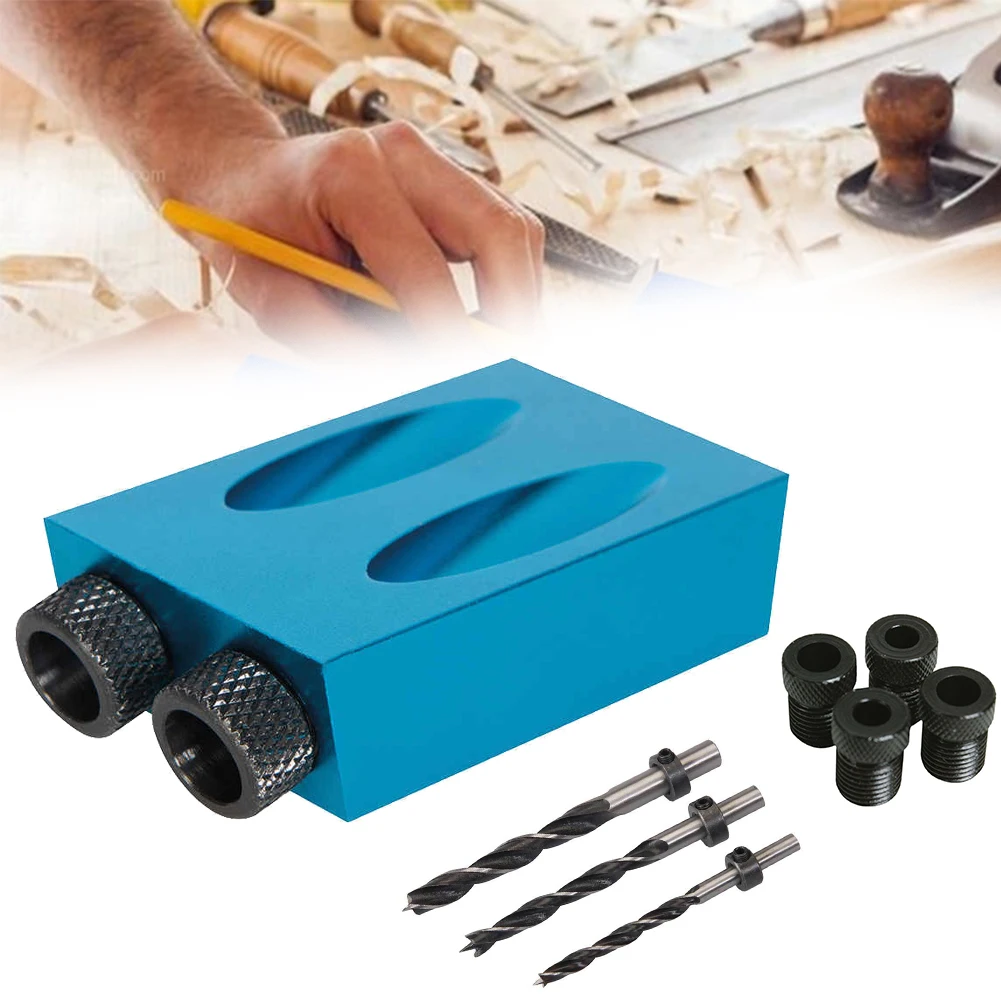 

14Pcs 15 degree Angle Wood Mini Kit System With Dowel Inclined Hole Screw Tool Pockethole Jig For DIY WoodWorking Set Drill Bit