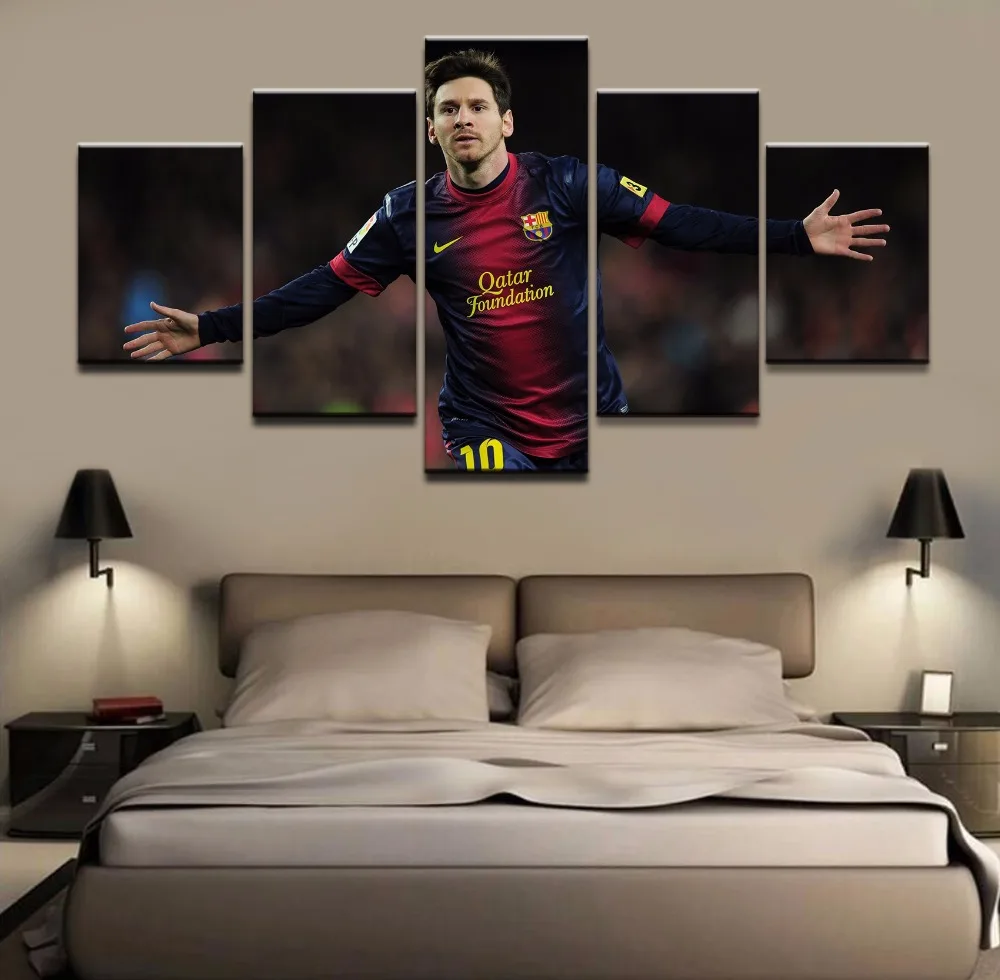 

Home Decor Canvas Prints Pictures Framework 5 Pieces Argentina Lionel Messi Painting Football Sports Poster Living Room Wall Art