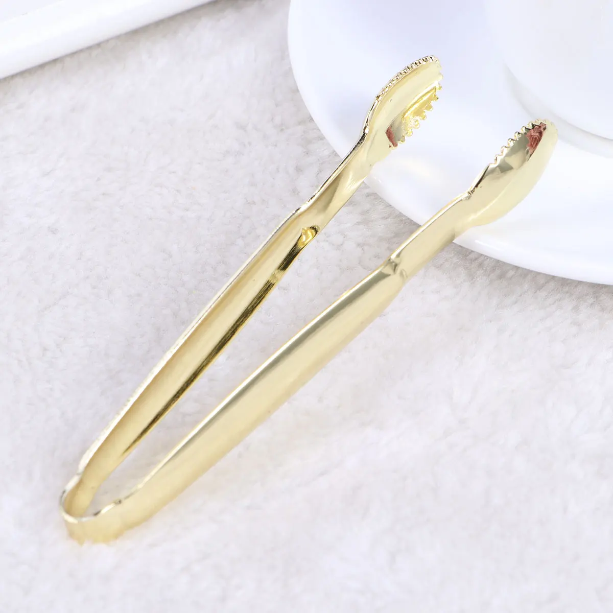 2pcs Gold Plated Mini Serving Tongs Sugar Cube Tongs Stainless Steel Mini Ice Tong Perfect for Tea Party Coffee Bar Supplies