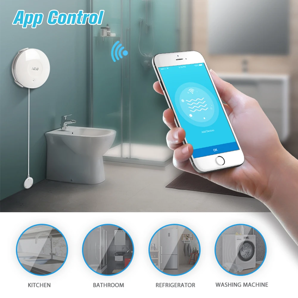 Смарт датчик утечки воды NEO Smart WIFI детектор уведомления App для умного дома