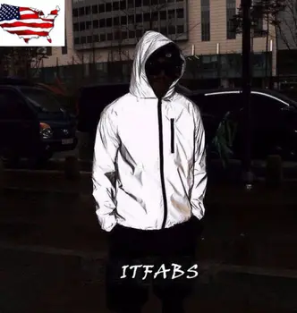 

US Men's fashion street reflective riding motorcycle night safety jacket hoodie
