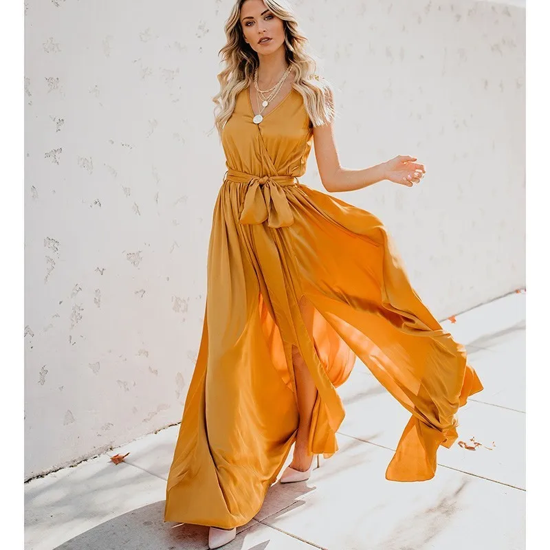 yellow boho maxi dress