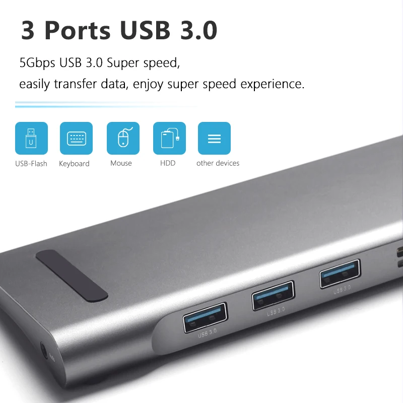 ULT Лучшие USB C концентратора Тип к HDMI VGA Mini DP RJ45 TF SD Multi Порты 3 0 USB3.0 сплиттер все в