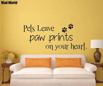 

Pets leave Paw on your heart Pet Lovers Wall Art Stickers Wall Decals Home DIY Decoration Removable Decor Wall Stickers