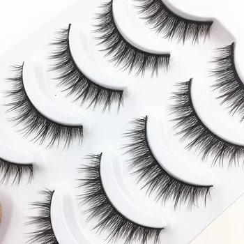 

YOKPN Fashion Natural Soft Cotton False Eyelashes Long Cross Section Daily Nude Makeup Eye lashes Handmade Lashes 5 Pairs 1 Box