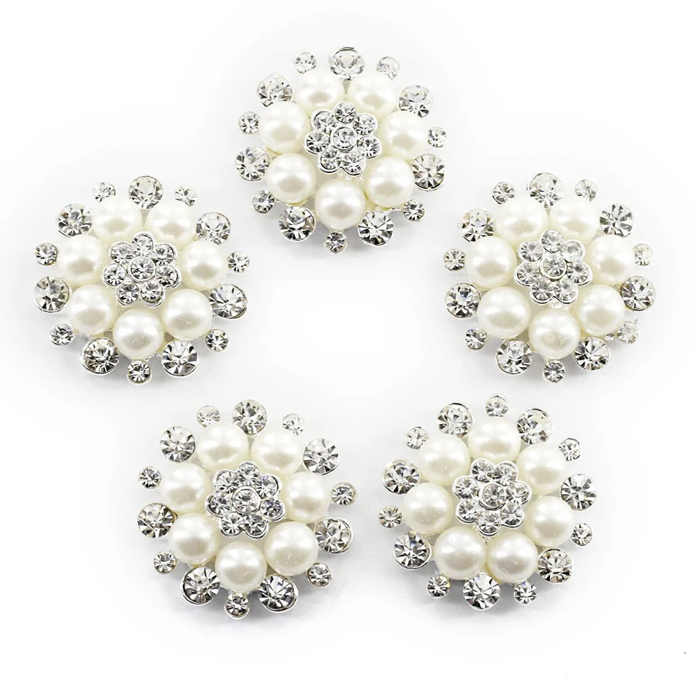 

10pcs Faux Pearl Flower Buttons Embellishments For Craft Scrapbook DIY Embellishments Accessories Buttons