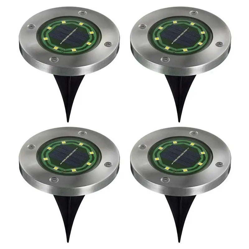 

4pcs/lot 8 LED Solar Powered Ground Light Waterproof IP67 Garden Pathway Deck Lights Home Yard Driveway Lawn Lamp