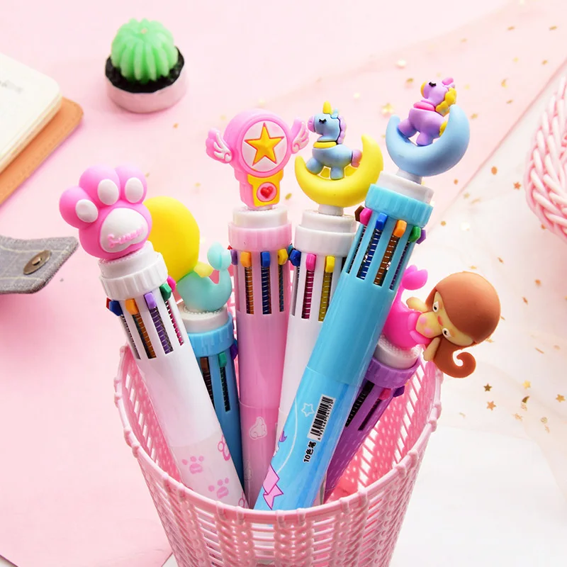 Многофункциональная 6 в 1 красочная Шариковая ручка Kawaii Единорог многоцветная