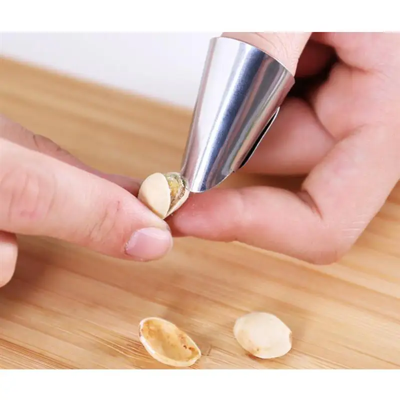 

2 PCS Finger Protector Convenient Stainless Steel Adjustable Pistachio Tool Beans Tool Nut Tool to Peeling Skinning Cutting