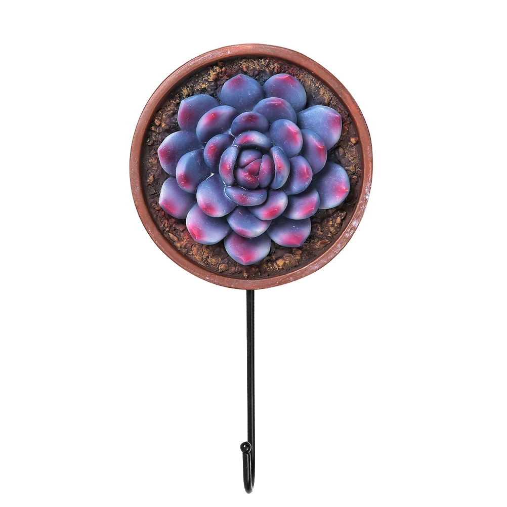 

Creative Resin Art Succulent Plant Design Decorative Key Hat Cloth Towel Hooks Wall Hanger