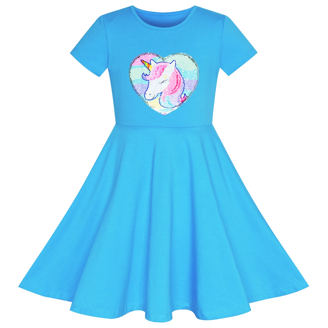 Girls Dress Unicorn Pink Short Sleeve Causal Everyday Cotton 2019 Summer Princess Wedding Party Dresses Girl Clothes Pageant