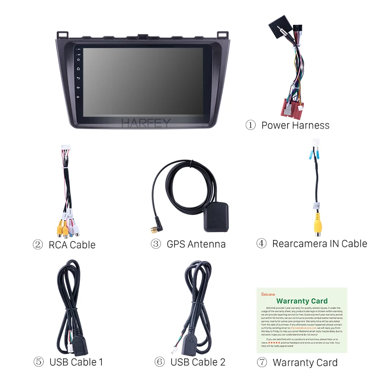 Sale Harfey 9 inch  HD 1024*600 Android 8.1/7.1 Car GPS Navigation Radio Multimedia Player For 2008-2015 Mazda 6 Rui wing head unit 3