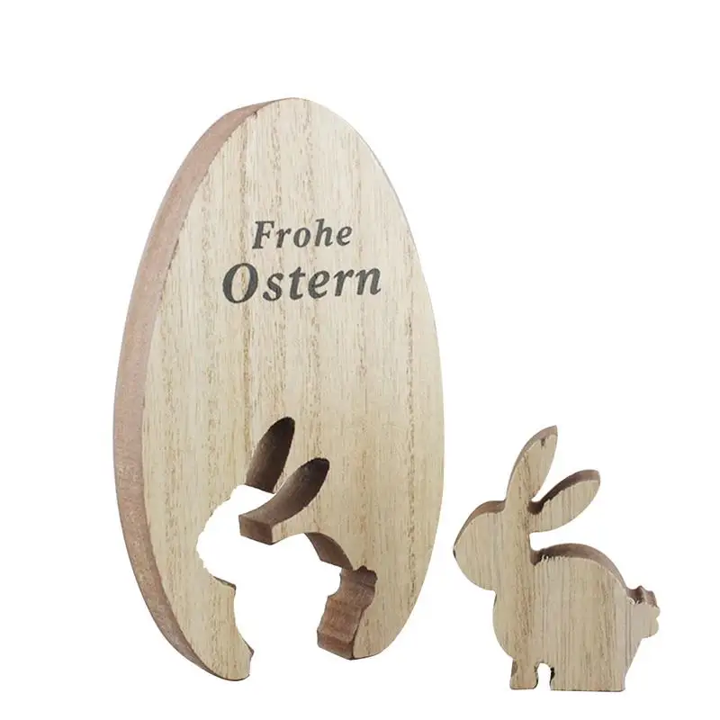 

European Ornaments Egg Rabbit Doll Innovative Pastoral Style Wood Crafts Living Room Home Easter Bunny Decoration