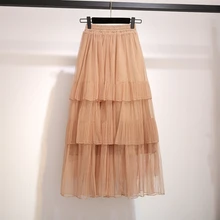 Белая газовая юбка-торт с высокой талией, плиссированные юбки больших размеров, Супер длинная юбка до огня