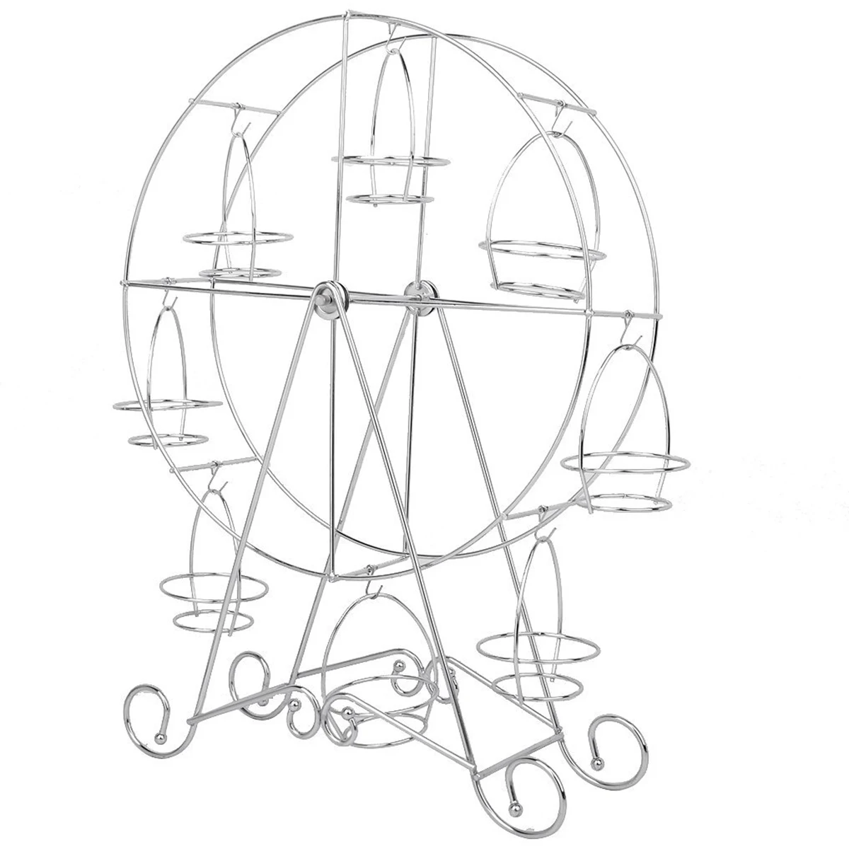  Stainless Steel 8-Cup Round Rotating Ferris Wheel Cupcake Stand