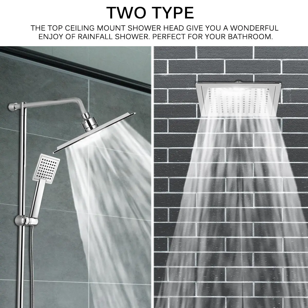 

Konesky New Showerheads 12 inch Square Rainfall Shower Head Ultra-thin Rain Water Saving Square Bathroom Shower Faucet Head 1Pc