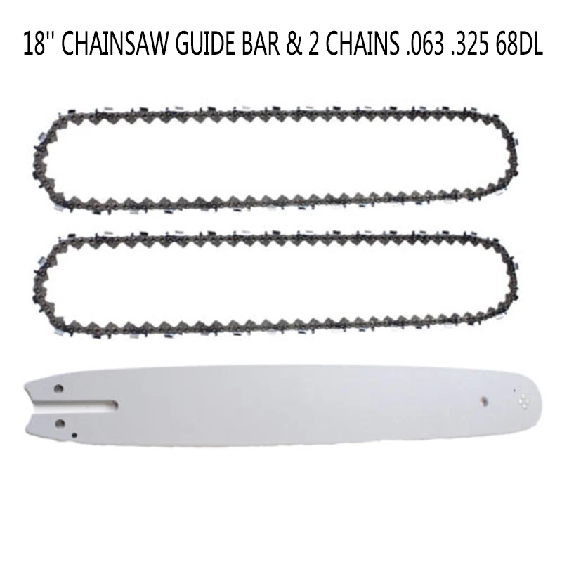 

1pc Chainsaw Guide Bar 18'' + 2pcs Chainsaw Chain .063 .325 68DL For Stihl MS 250 251