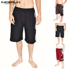 Летние винтажные повседневные мужские шорты свободного покроя с завязками и принтом, спортивные шорты, дышащие пляжные шорты, мужские трусы INCERUN