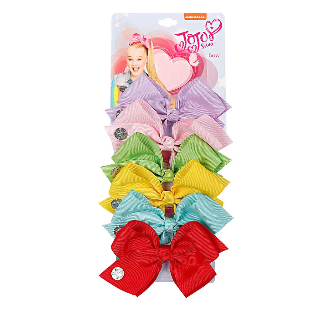 6Pcs/Set Rainbow Printed Knot Ribbon Bow Hair Clip Hair Accessories Girls Gift