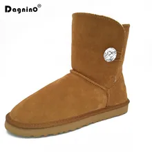DAGNINO/брендовые австралийские зимние сапоги на меху; Высококачественная женская теплая зимняя обувь из натуральной воловьей кожи со стразами и пуговицами