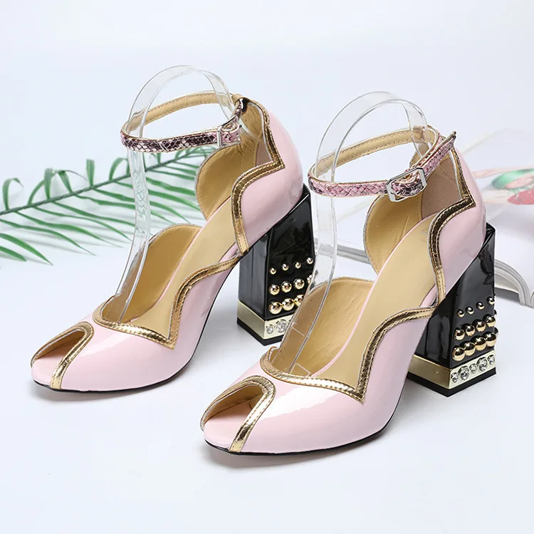 

Carole Levy 2019 The New Fashion Woman Summer Shoes Pink Peep Toe Spike Heels Girl Sweet Sandals Adult Dancing Party Heel Sandal
