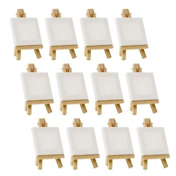 

Artists 3 inch x3 inch Mini Canvas & 5 inch Mini Easel Set Painting Craft Drawing - Set Contains: 12 Mini Canvases & 12 Mini E