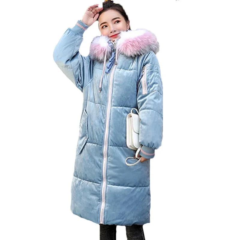 

Korean Plus Size Thicker Overcoat Warm Winter Jacket Women Tops New Down Cotton Coat Female Velvet Snow Wear Bread Clothes B211