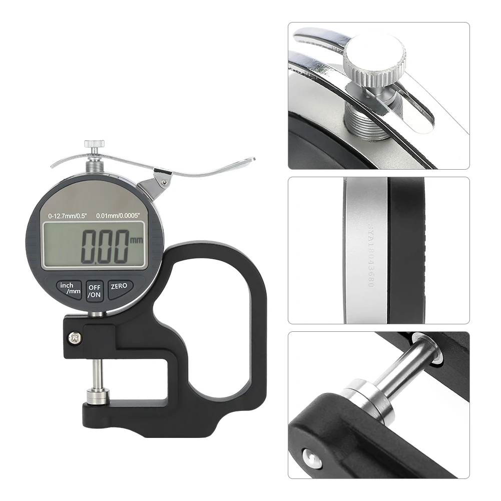 

0-12.7mm Electronic Micrometer Digital Thickness Meter Gauge 0.01mm Depth Tester for Paper Film Leather Thickness Measuring Tool