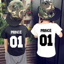 Милая модная одежда для маленьких мальчиков детская надпись и цифра набивной круглый воротник Летняя короткая рубашка