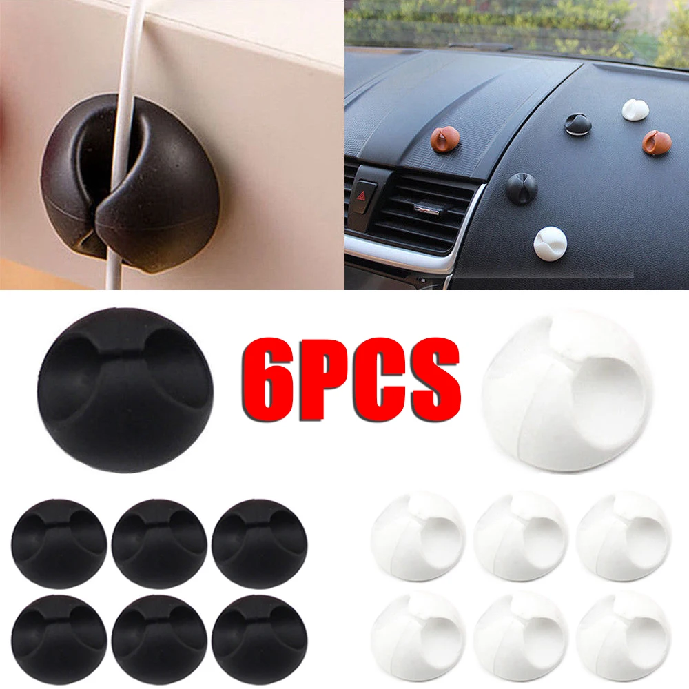 

New Arrival 6pcs Car Windshield USB Cable Clip Sticky Tie Clip Wire Cord Holder Desk Self-Adhesive Charger Line Clasp