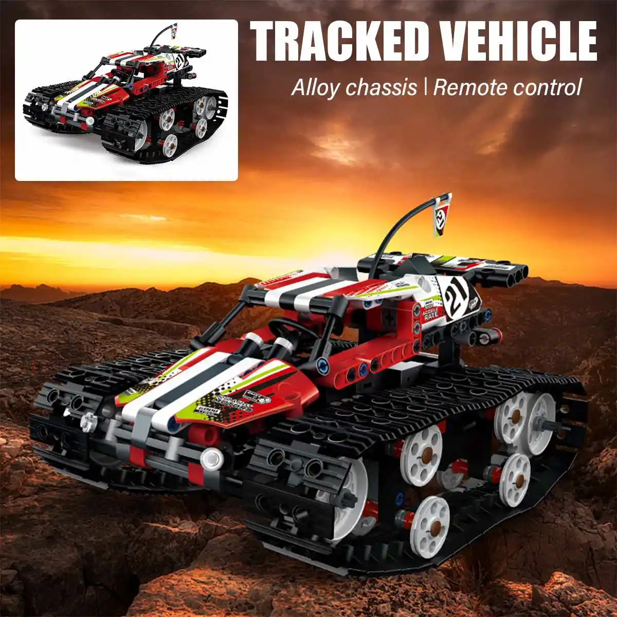

2.4G Technique Handle RC Tanks Remote Control Electric Crawler Vehicle Building Blocks Tracked Racer DIY Car for Kids Gift Toys