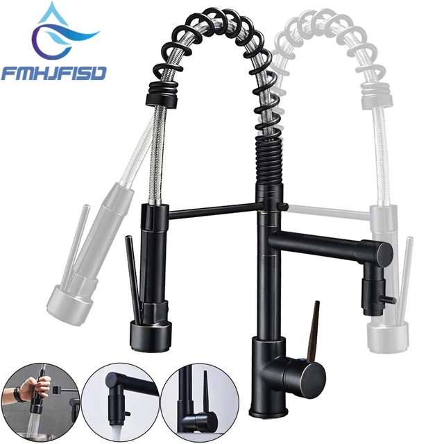 Best Offers Promotion Dual Spout Spring Pull Down Kitchen Sink Faucet 360 Degree Rotate Hot and Cold Water Taps 