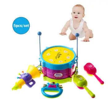 

New arrival Cute Fashion Funny Novelty 5pcs/set Baby Drum Musical Instruments Toy Drums Set Educational Children Toys