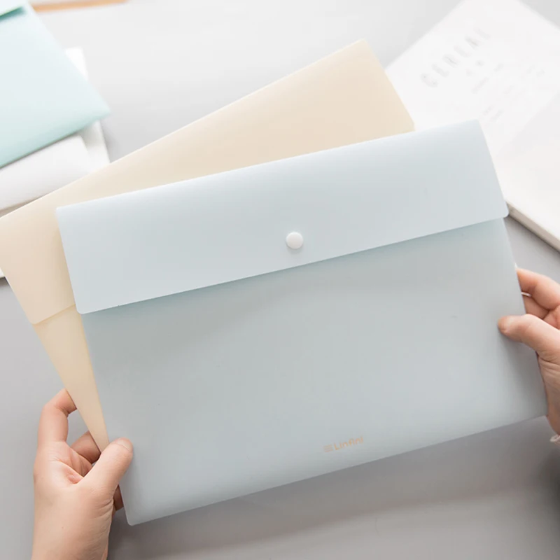 

20pcs / set A4 Paper Size PP Water Resistant File Holder Clear Filing Envelope with Snap Button