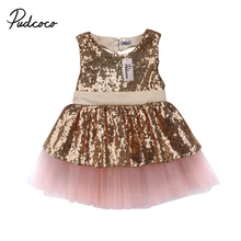 Pudcoco/детские кружевные платья до колена с круглым вырезом без рукавов, украшенные бантом-бабочкой