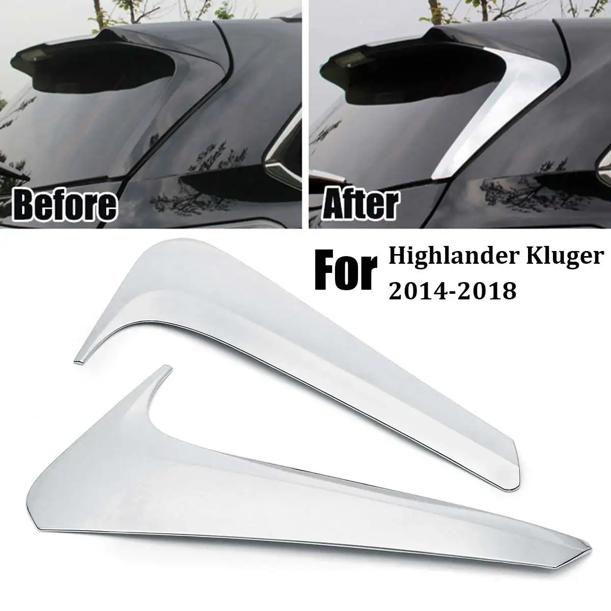 Chrome Rear Window Side Spoiler Wing Cover Trim for Toyota for Highlander Kluger 2014~2018 Exterior Parts Auto Chromium Styling Chrome Rear Window Side Spoiler Wing Cover Trim for Toyota for Highlander Kluger 2014~2018 Exterior Parts Auto Chromium Styling