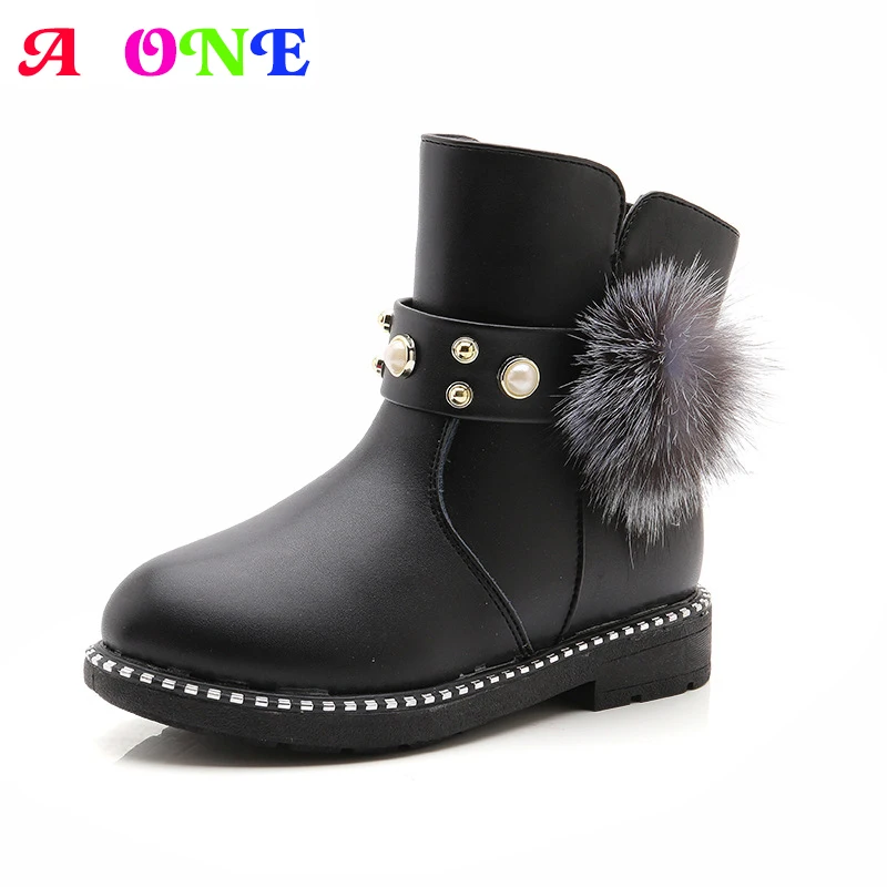

Winter warm pearl ball baby girls snow boots kids ankle boots children fashion shoes girls fashion shoes 15.5-21.5cm