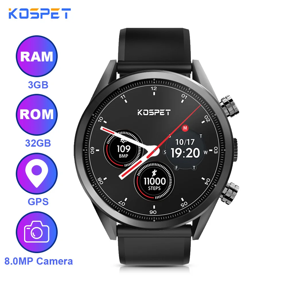 Kospet Hope 4G 1 39 дюймов Смарт часы Android 7 SmartWatch телефон четырехъядерный Smartwatch 3 Гб ram 32 ГБ
