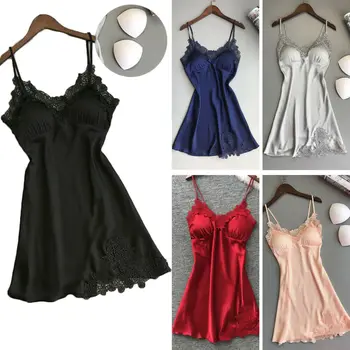 

New Women's Satin Silk Sleepwear Pajamas Nightdress Lingerie Night Dress Skirt
