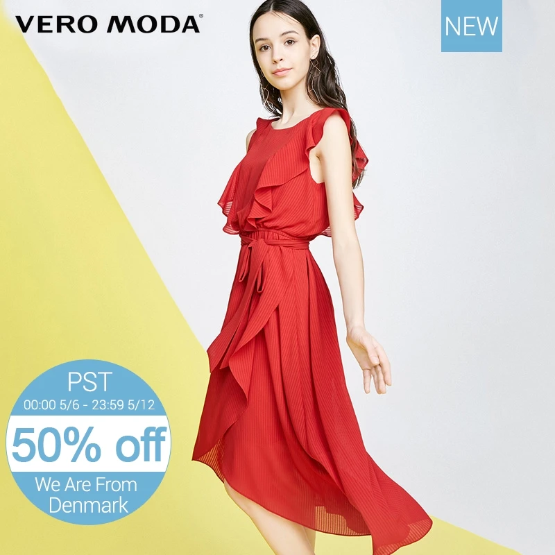 

Vero Moda Elasticized Waist Ruffled Trims Dress |31827A502