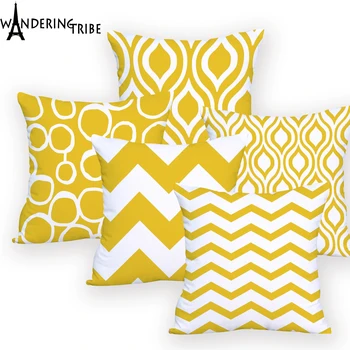 

Cover Cushion Geometric Yellow for Chair Personalized Pillowcase Cover Geometric stripe Throw Pillow Outdoor Custom Printed