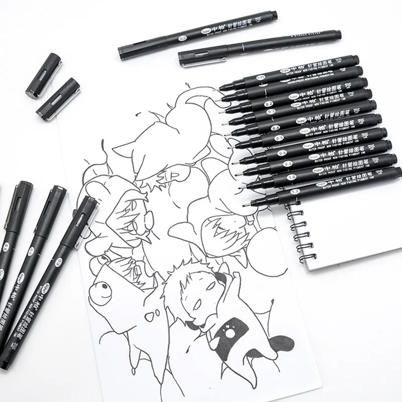 

Micron Needle Drawing Line Pen Sketch Comics Art Marker Pen Water Based Pigment Liner Neelde Pen For Handwriting Art Supplies