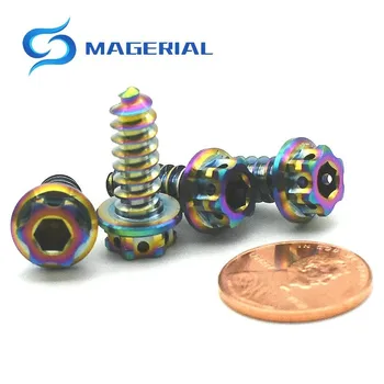 

Ti Bolt Tapping Screw M5 M6 x17mm Titanium Bolts Ti Gold Multiple Burned Blue Flange Torx Head Ti Screw Ti Fastener 2 pcs