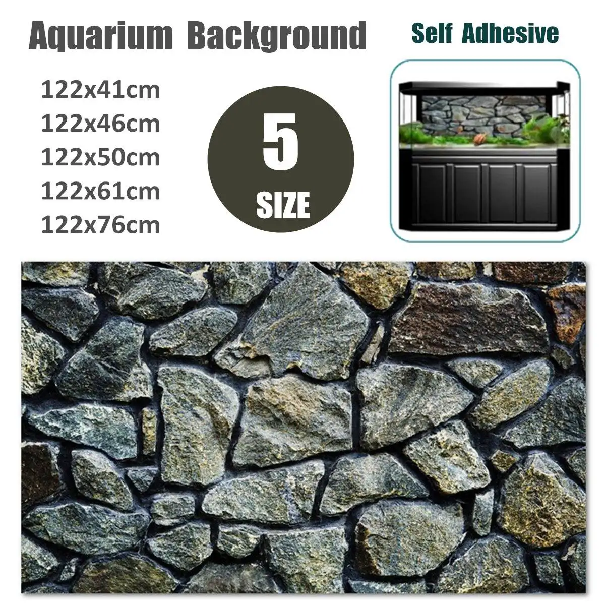 5 Sizes Rock Stone PVC Aquarium Background Poster Fish Tank Wall
