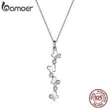 BAMOER ожерелье с бабочкой серебро 925 ювелирные изделия y-образная Длинная подвеска ожерелье s для женщин Подарки на годовщину для женщин BSN051