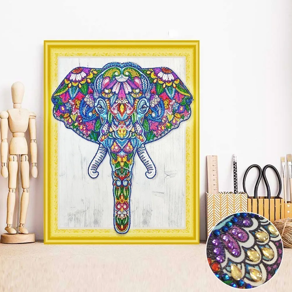 

HUACAN Diamond Embroidery Elephant Special Shape Diamond Painting Animal Picture With Rhinestones Mosaic Home Decor 40x50cm